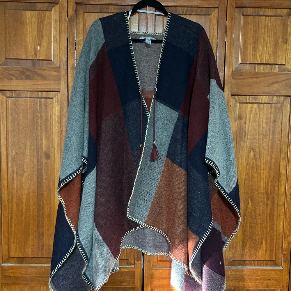 Marc New York Knit Poncho with Tassels